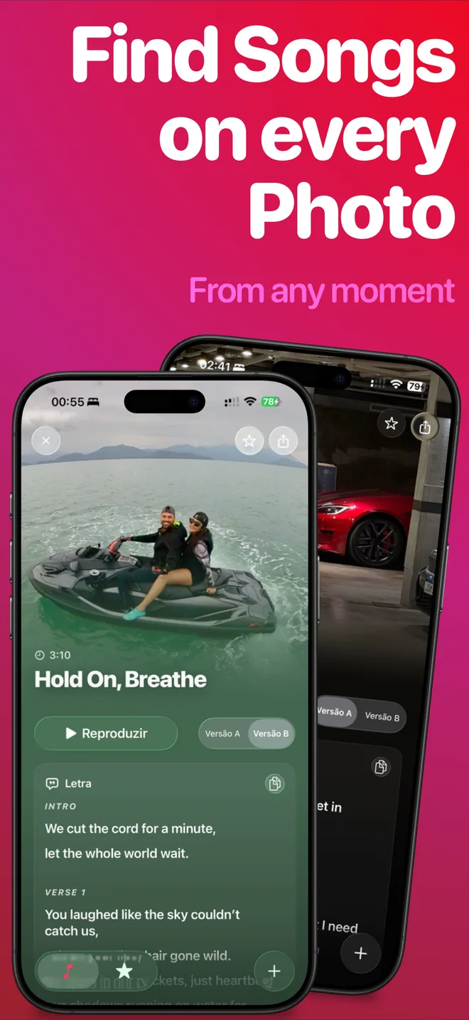 SnapSong screenshot: songs from every photo, from pets to sunsets