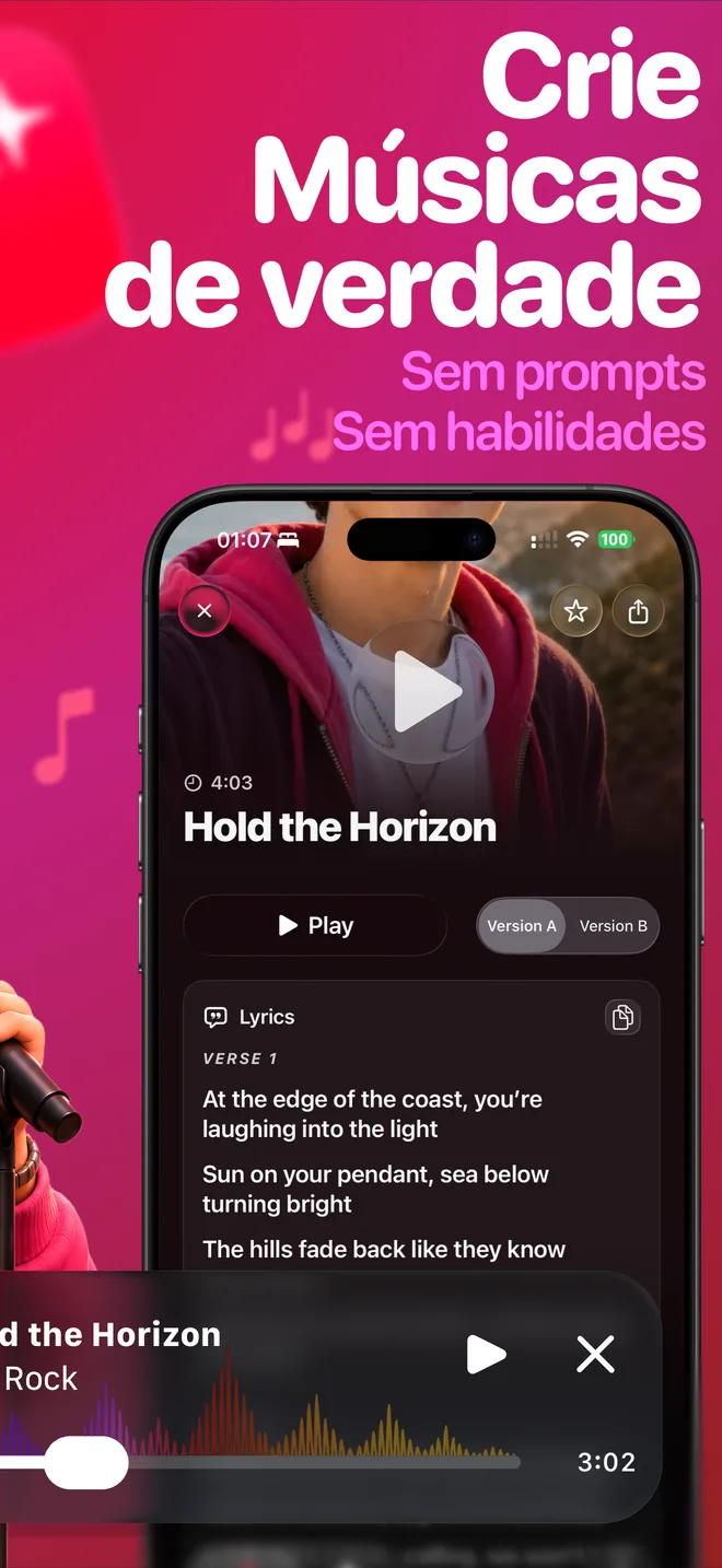 Crie músicas reais com voz e letra